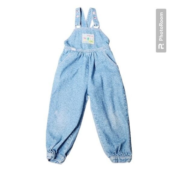 Vintage 80s 90s Lee Jeans Girls Denim Overalls Cottagecore Retro 4T - Picture 1 of 11
